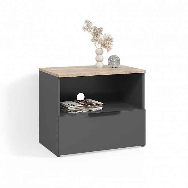Livinity® NÍZKÝ NÁBYTEK POD TELEVIZI Piave Anthracite/Sonoma 60 x 50 cm se zásuvkou