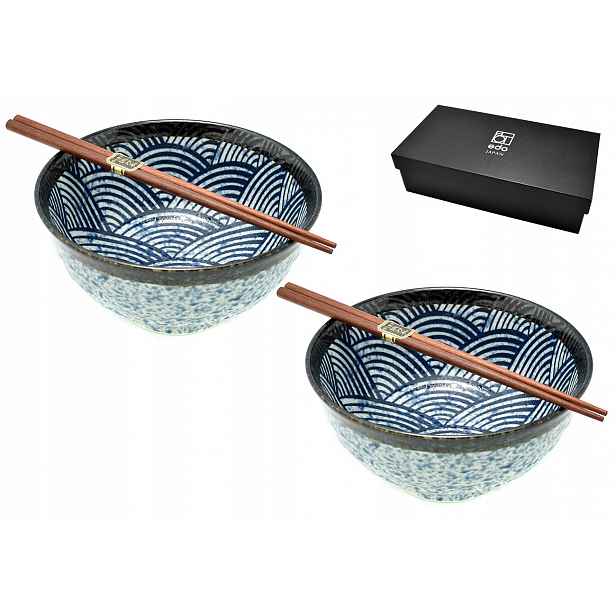 Sada 2 misek s tyčinkami Ramen Blue Wawe 800 ml Box
