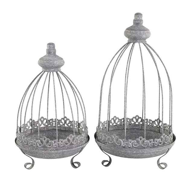 2ks zinková antik kovová dekorační klec Narbonne - 22*39/ 19*32 cm Chic Antique
