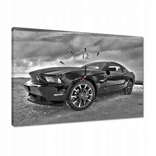 Hodiny 60x40 Ford Mustang na sněhu Auto Klasika vyrobeno v Usa