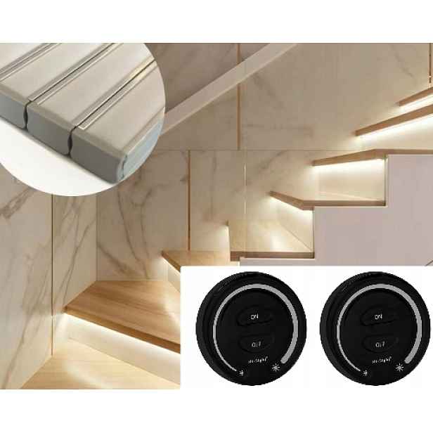 Set 12x Led schodišťová lišta 1 m Na Míru Ovládání Nahoru/dolů