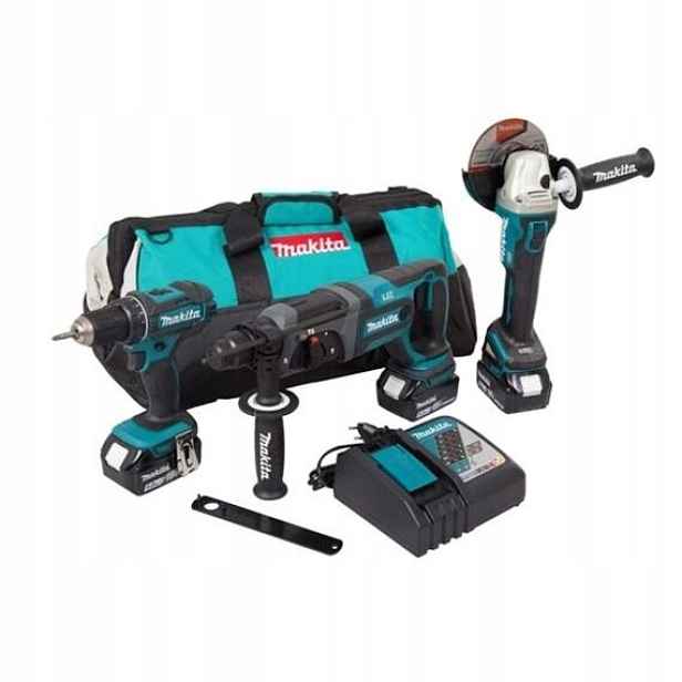 Makita DLX3078TX1 aku bezuhlíková sada DGA504 DHR241 DDF482, 18V/3*5Ah,