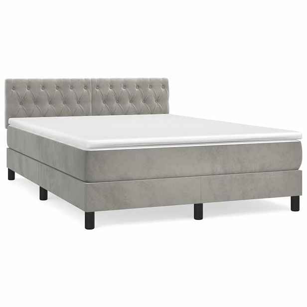 vidaXL Box spring postel s matrací světle šedá 140x200 cm samet