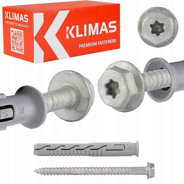 Rámové rozpěrné hmoždinky 8x120 mm 50 ks s podložkovou hlavou Torx Klimas