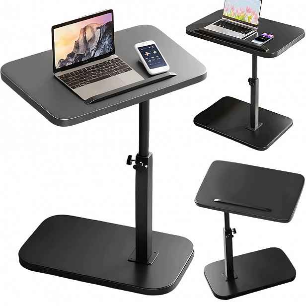 Stolek na Notebook Nastavitelný Otočný o 360° Ve Tvaru Písmene C Černý