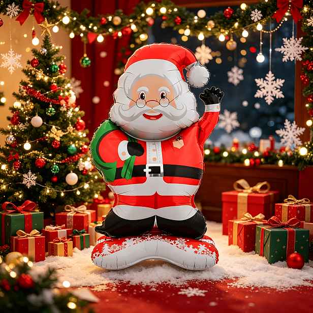 TEMU 1 ks Stojící balónek z fólie Vánoční Mikuláš, pro vánoční dekoraci, vánoční dárek, balónek pro dětskou párty, balónek Santa Claus