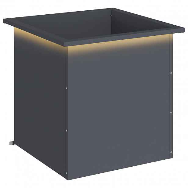 vidaXL Zahradní truhlík s LED osvětlením Antracitová 50 × 50 × 48 cm