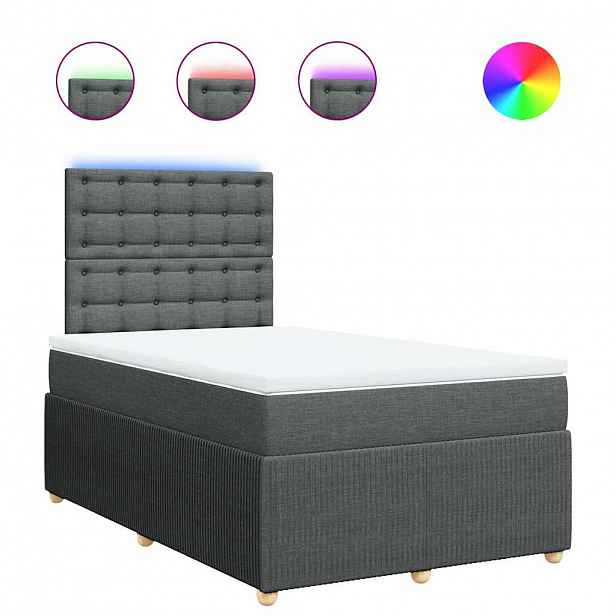 vidaXL Box spring postel s matrací tmavě šedá 120x200 cm textil