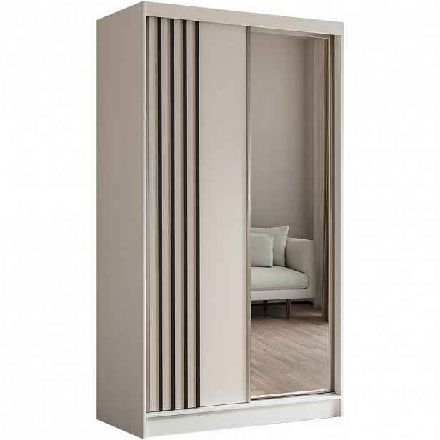Beautysofa SKŘÍŇ s posuvnými dveřmi Nela 120/216/61 bílá se zásuvkami