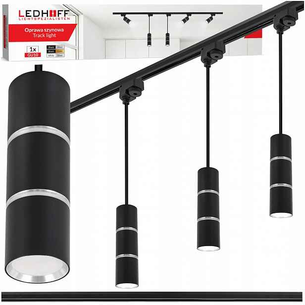 Kolejnicové osvětlení Szyna 1 m 3x Led závěsná lampa Tuba GU10 černá Stříbrná