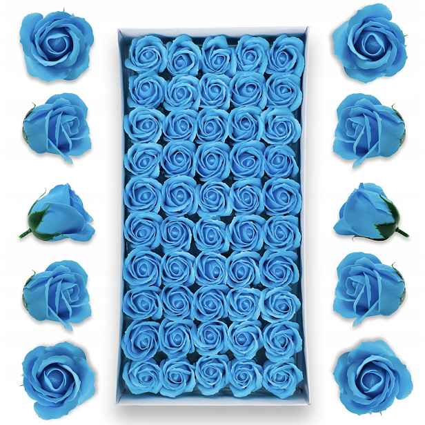 Modré mýdlové růže 50 Ks Mýdlové květy do flowerboxů Květiny z mýdla