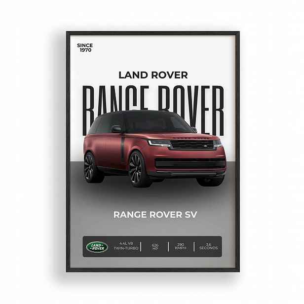 Obraz Range Rover Sv Plakát Rámeček Dřevěný Černý 30x42 cm