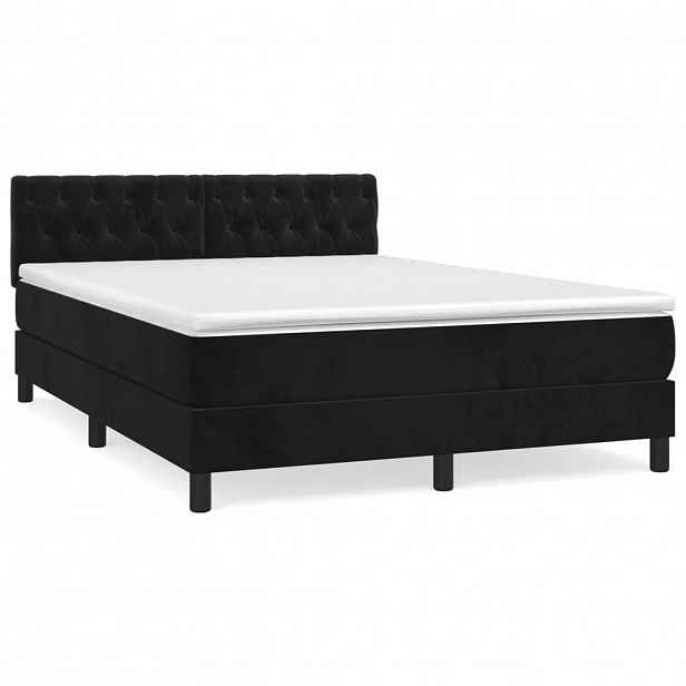 vidaXL Box spring postel s matrací černá 140x200 cm samet
