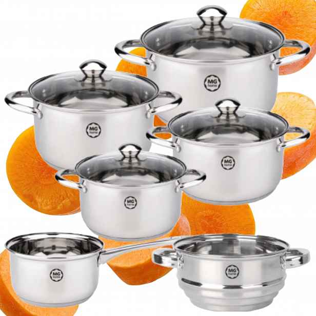 Mg Home Lauro Sada 5 Ocelových Hrnců Sada 10 Kusů Inox Indukce