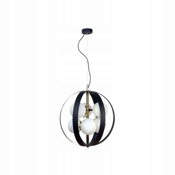 Moderní závěsná lampa ze skla, černého zlata, bílé koule, 6 bodů Zuma Line