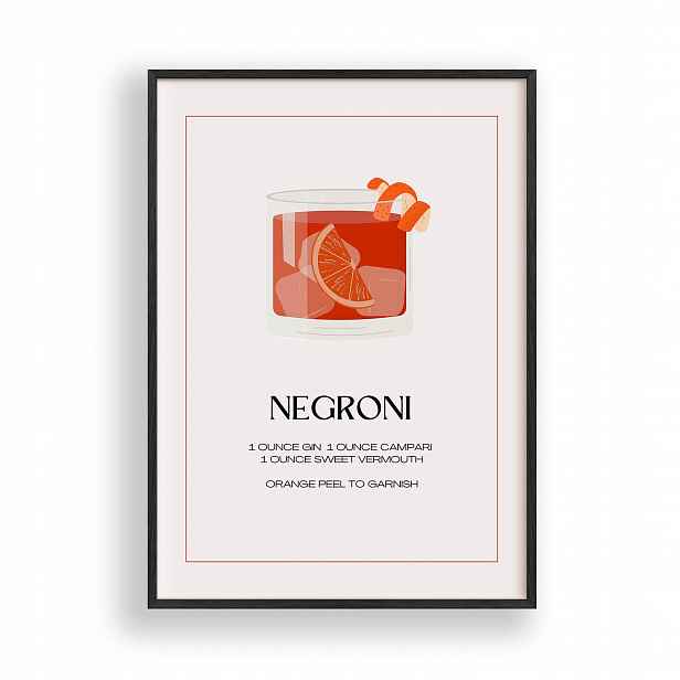 Obraz Negroni Plakát Rámeček Dřevěný Černý 30x42 cm