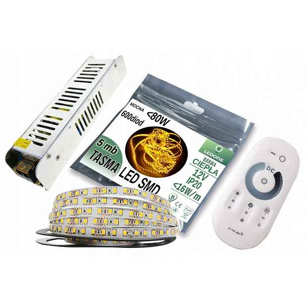 Set Led pásek 2835 IP20 5M Bílá Teplá Dotyk