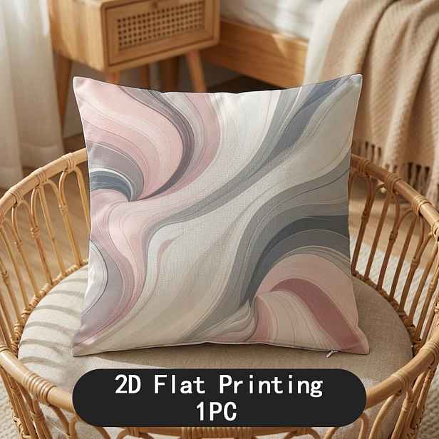 TEMU Povlak na polštář s 2D plochým potiskem 1 ks s abstraktními růžovo-šedými spirálami, měkký Serenity, 18*18 palců (45*), polyester, oboustranný,