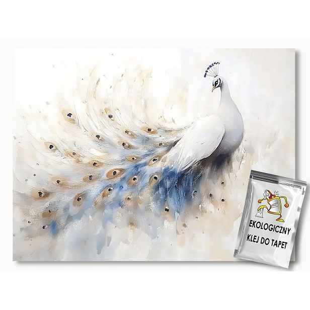 Vliesová fototapeta Akvarel Pták Bílý Páv Elegance Boho 312x219 130g