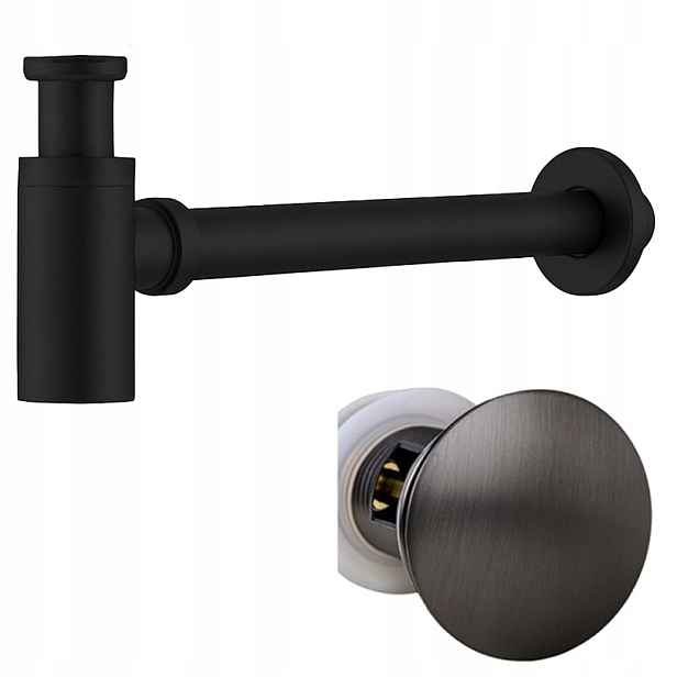 Umyvadlový Sifon Kovový Mike-bl Zátka Klik-klak S Přepadem, Sada