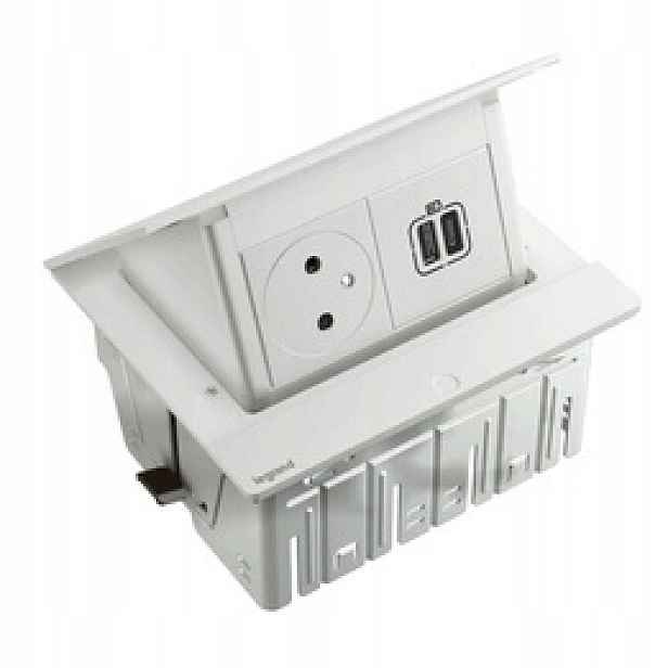 Nábytková zásuvka 2P+Z/USB A+c Bílá Legrand 654817