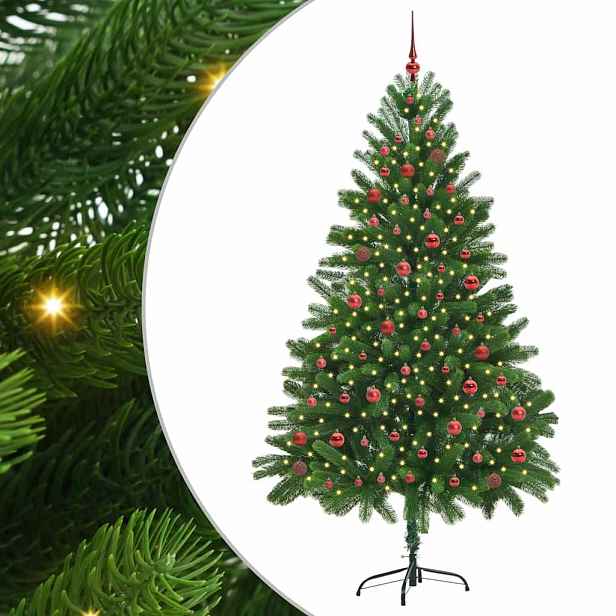 vidaXL Vánoční stromeček s 300 LED diodami s stojanem Zelená 210 cm PE