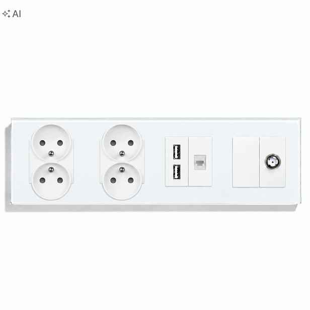 Elektrický Skleněný Panel Čtyřnásobný 2×USB RJ45 Sata F 2 Zásuvky