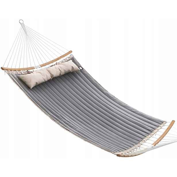 Houpací síť s tyčí Songmics šedá 225 kg 335 x 140 274