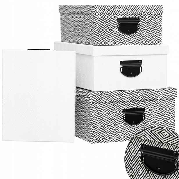 Kartonové Krabičky pro skladování Set x4 ozdobné Organizéry stylové