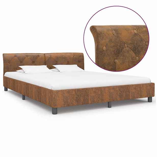 vidaXL Rám postele hnědý umělá broušená kůže 180 x 200 cm