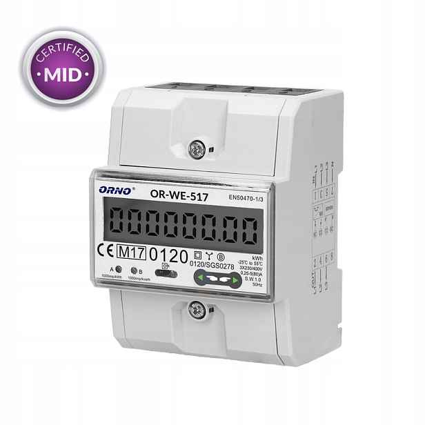 3-FÁZOVÝ Elektroměr 80A RS485 MID