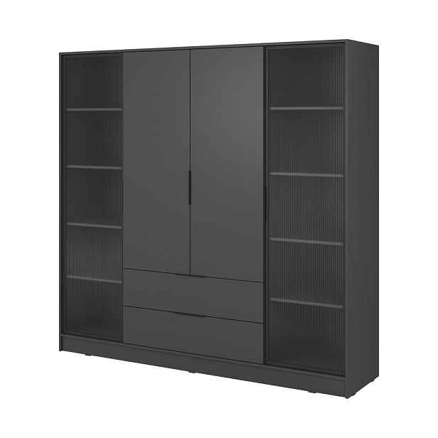 MASSENO ŠATNÍ SKŘÍŇ S OTOČNÝMI DVEŘMI CATERINA, 206/200/51 cm 4dveřová, grafitová