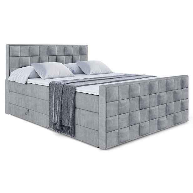 ALTDECOR BOXSPRINGOVÁ POSTEL s matrací H3/H4 - ZAFIRA KING - 160x200 cm Šedá