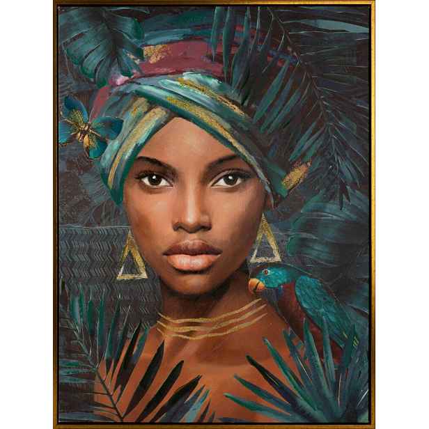 Obraz 467A 60x80 cm žena s palmami nástěnná dekorace do pokoje v rámu