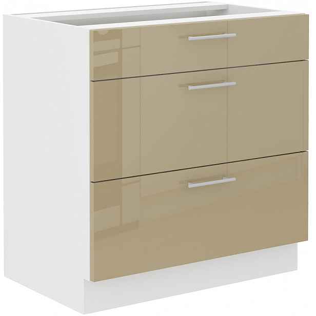 Spodní skříňka Lara 80 D 3S BB - Quadro Barva korpusu: Bílá, Barva dvířek: Cappucino lesk