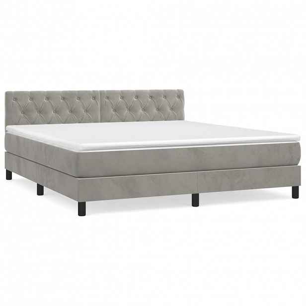 vidaXL Box spring postel s matrací světle šedá 160x200 cm samet