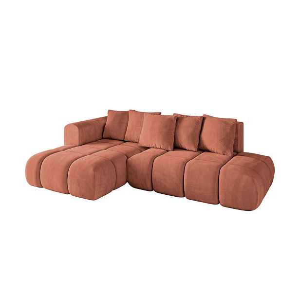 ALTDECOR ROHOVÁ SEDAČKA s funkcí spaní a otomanem, levá CLOUD-L-v1 280x185x90 Meruňková Velur