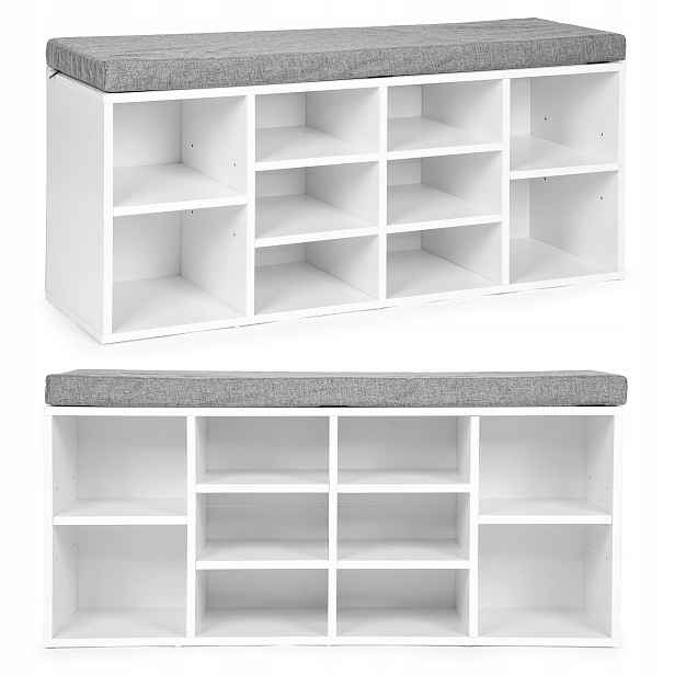 ModernHome WYJ-015 Botník s čalouněnou lavicí 30,5 x 104 x 49 cm, 10 polic