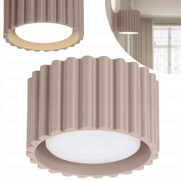 Sollux Spot stropní rýhovaný kulatý taupe 6 cm 1xGX53 10W Aura