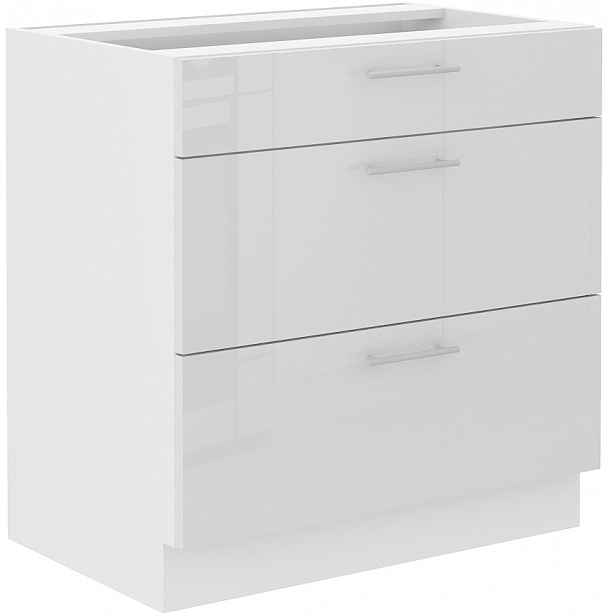 Spodní skříňka Lara 80 D 3S BB - Quadro Barva korpusu: Bílá, Barva dvířek: Bílý lesk