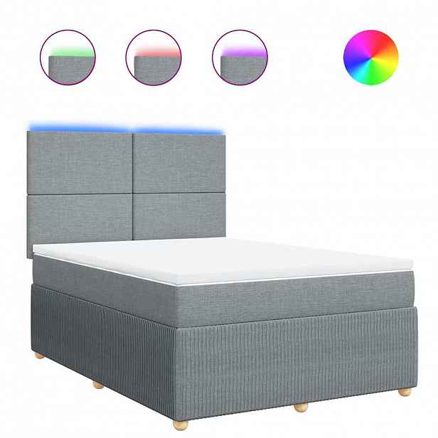 vidaXL Box spring postel s matrací světle šedá 140 x 190 cm textil