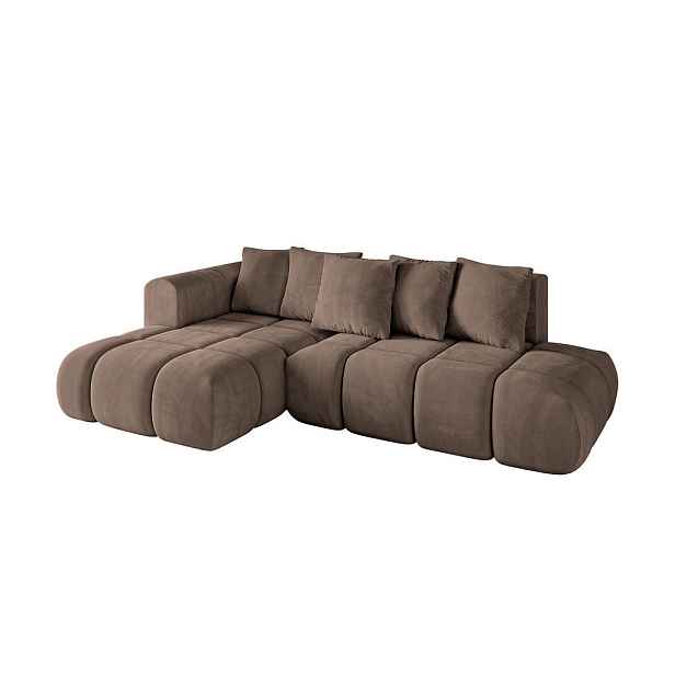 ALTDECOR ROHOVÁ SEDAČKA s funkcí spaní a otomanem, levá CLOUD-L-v1 280x185x90 Hnědá Velur