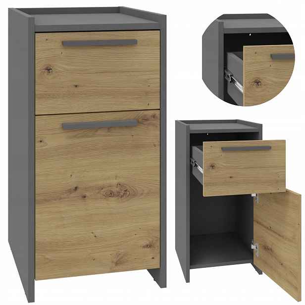 Komoda skříňka Altivo 1D1SW artisan-antracit regál 1 dvířka 1 vysoká šuplík