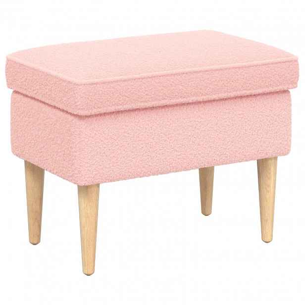 vidaXL Stolička na Nohy Růžová 55 x 35 x 41 cm Bouclé