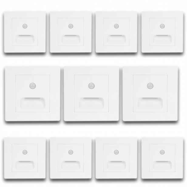 11 X Led Schodišťová Lampa Bílá, Osvětlení Schodů, Senzor Pohybu Soumraku