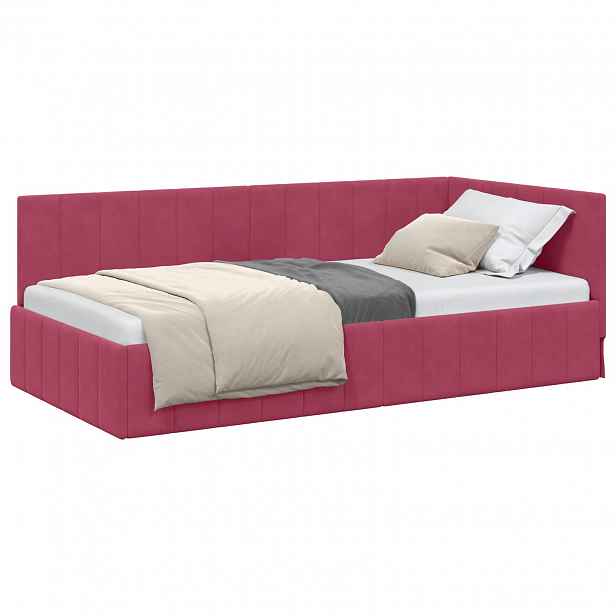 vidaXL Rohový rám postele Víno Červené 90 x 190 cm samet