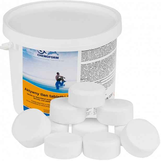 Aktivní Kyslík Bazén Jacuzzi Spa Chemie bez Chlóru Tablety Chemoform 20g 3kg