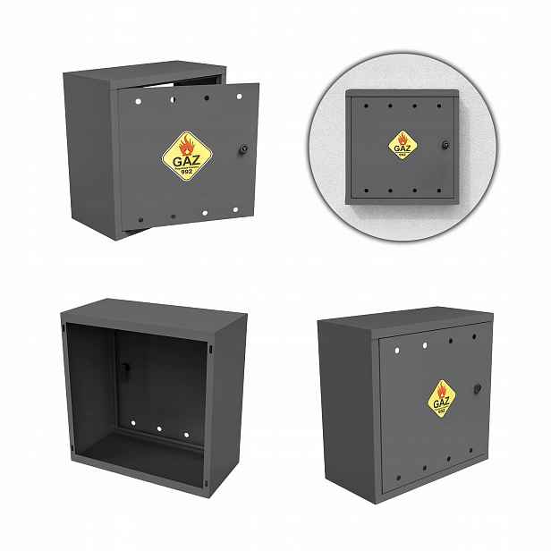 Plynová skříňka 50x50x25 cm antracit skříňka bez zadní části s plynovým ventilem, ocelová