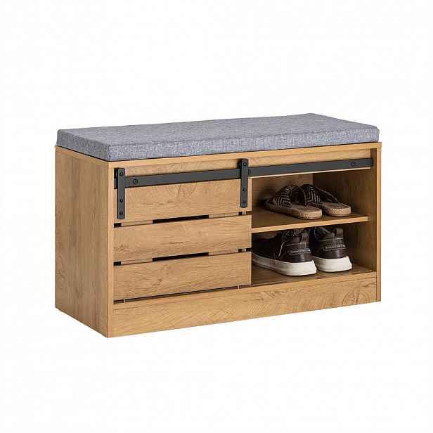 SoBuy BOTNÍK se třemi zásuvkami 80x35x48cm Industriální