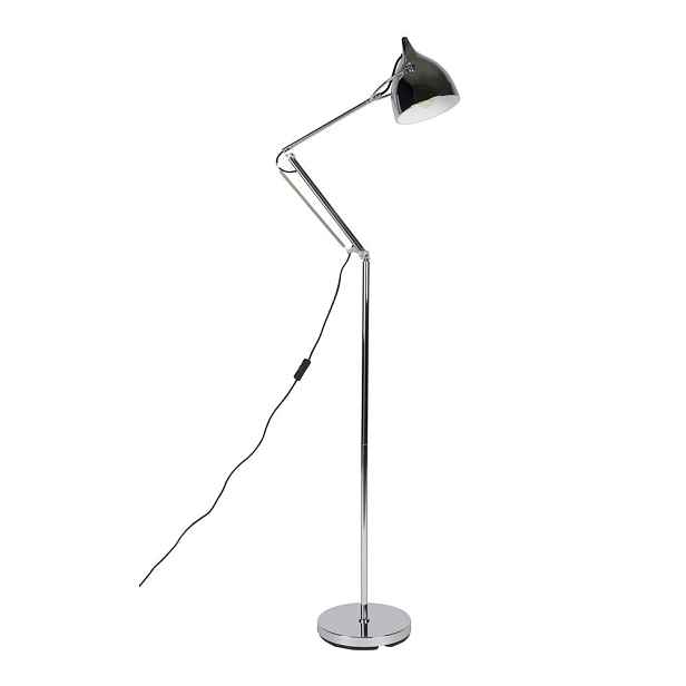 Stojací lampa s ohybatelnou konstrukcí ve stříbrné barvě s kovovým stínidlem (výška 137 cm) Reader – Zuiver